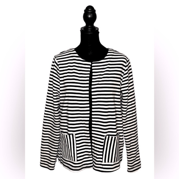 Jane and Delancy Blue and White Stripped Long Sleeve Cardigan (Women's M) - Picture 1 of 7